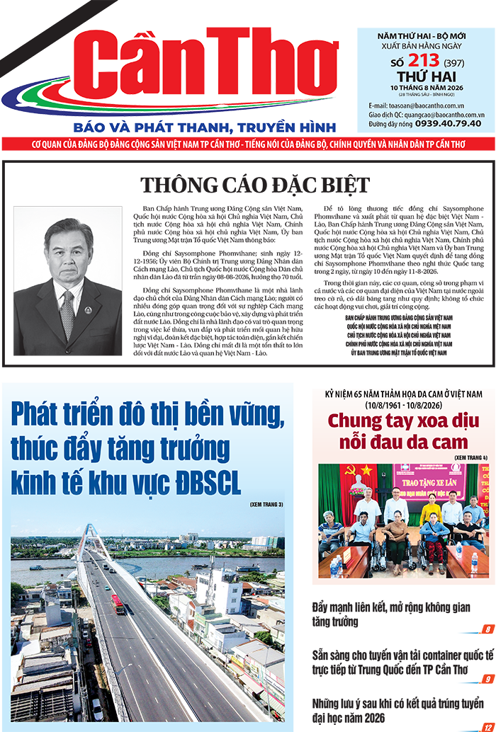 Số 213, Thứ Hai (10/08/2026)