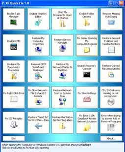 XP Quick Fix - phục hồi 25 ứng dụng của Windows XP