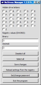 NoDrives Manager 1.2  Giấu ổ đĩa một cách đơn giản