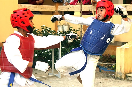 Từ cuộc thi thăng cấp môn Teakwondo...