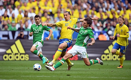 CH Ireland  Thụy Điển: 1-1
Trận hòa hấp dẫn
