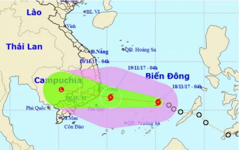Bão số 14 giật cấp 11 trên quần đảo Trường Sa