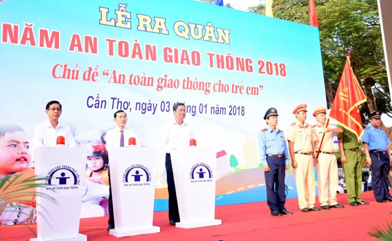 Cần Thơ ra quân Năm An toàn giao thông 2018 với chủ đề "An toàn giao thông cho trẻ em"