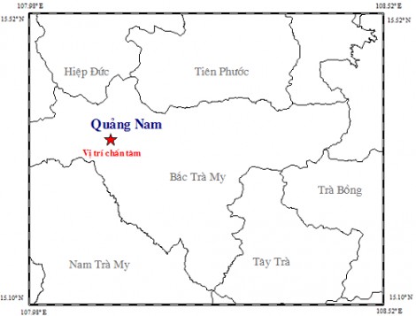 Xảy ra trận động đất mạnh 3,4 độ Richter ở Bắc Trà My