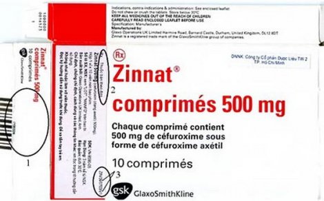 Cảnh báo thuốc kháng sinh giả Zinnat 500mg