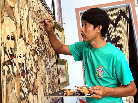 Họa sĩ tranh vỏ tràm