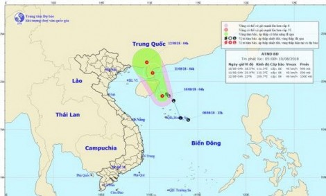 Vùng áp thấp mạnh lên thành áp thấp nhiệt đới, cả nước có mưa dông