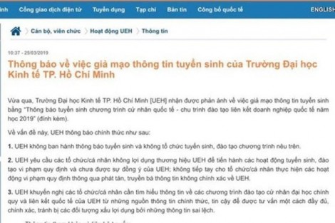 Cảnh giác thủ đoạn giả mạo Đại học Kinh tế TP.HCM tuyển sinh