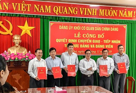 Chuyển giao 4 tổ chức đảng Chi cục Thuế các quận, huyện về Đảng ủy Khối Cơ quan Dân Chính Đảng TP Cần Thơ