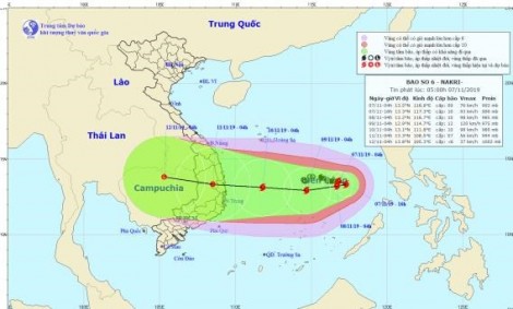 Bão số 6 đổi hướng, di chuyển chậm về phía Tây và mạnh thêm