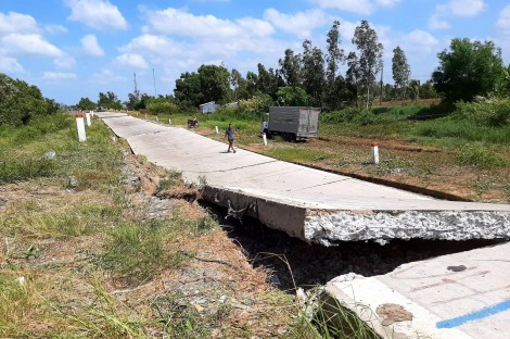 Cà Mau: Đường đê phòng hộ bị sụt lún nghiêm trọng