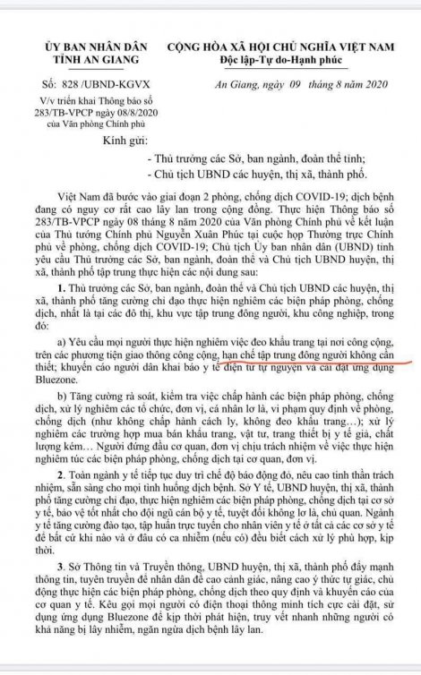 An Giang: Hạn chế tập trung đông người để phòng, chống dịch COVID-19