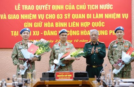 Thêm 3 sĩ quan Quân đội nhân dân Việt Nam đi làm nhiệm vụ gìn giữ hòa bình Liên Hiệp Quốc