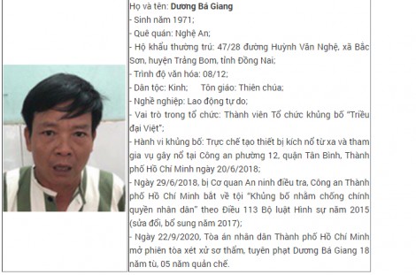 Bộ Công an thông báo về tổ chức khủng bố "Triều đại Việt"