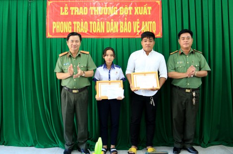 An Giang: Khen thưởng đột xuất nữ sinh lớp 9 tham gia bắt trộm