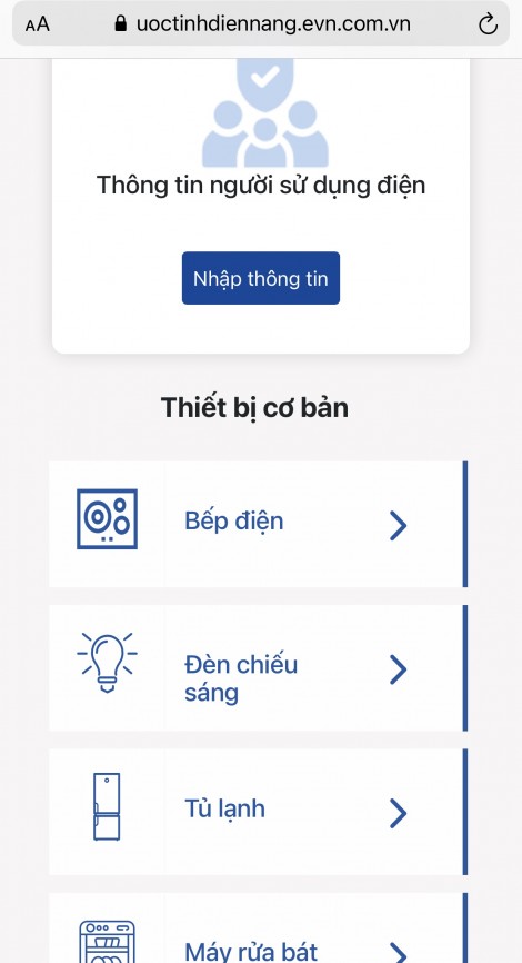 Khách hàng có thể tự tính sản lượng điện tiêu dùng
