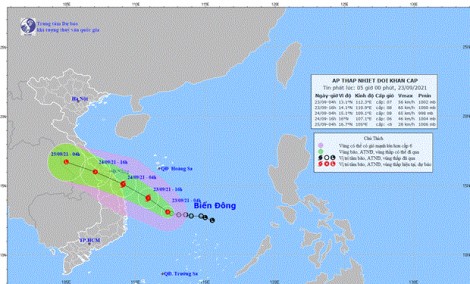 Áp thấp nhiệt đới cách Phú Yên, Bình Định 340km, gió giật cấp 9