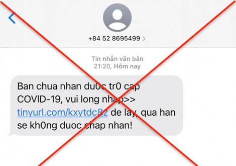 Cảnh giác tin nhắn lừa đảo thông báo về việc nhận trợ cấp COVID-19