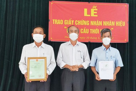 Trao Giấy chứng nhận nhãn hiệu mãng cầu Thới Hưng Cờ Đỏ