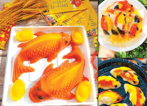 Cá chép làm bằng xôi, chè, bánh, rau câu được ưa chuộng