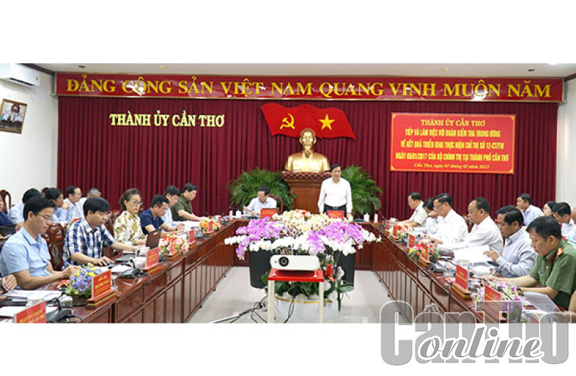 Ðoàn kiểm tra Trung ương làm việc với Thành ủy Cần Thơ về kết quả 5 năm thực hiện Chỉ thị số 12-CT/TW