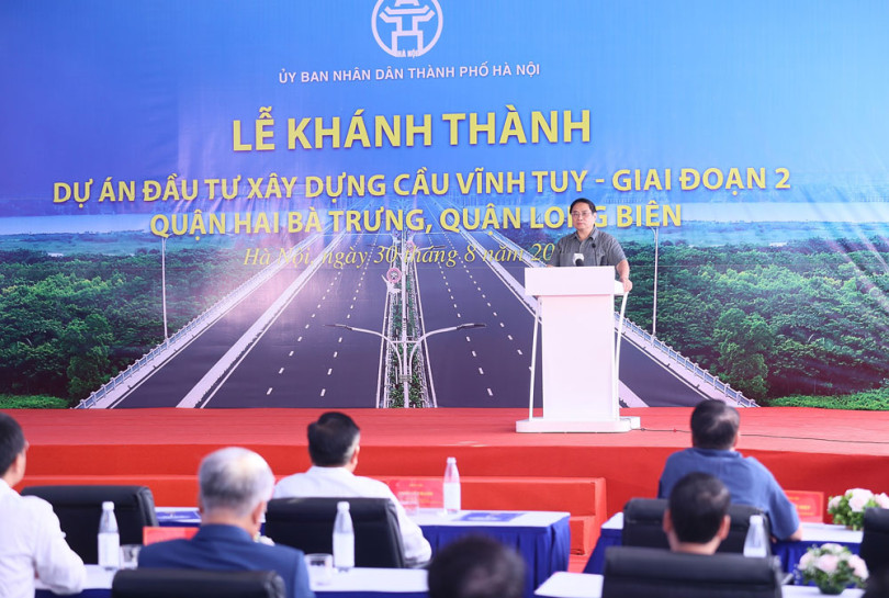 Thủ tướng Phạm Minh Chính dự lễ khánh thành cầu Vĩnh Tuy giai đoạn 2