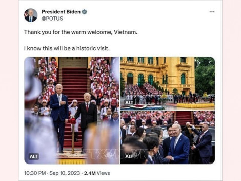 Tổng thống Joe Biden đánh giá chuyến thăm Việt Nam là “thời khắc lịch sử”