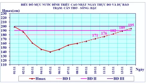 Triều cường đầu tháng 10 âm lịch có khả năng lên cao xấp xỉ báo động III