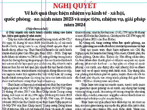 NGHỊ QUYẾT  Về kết quả thực hiện nhiệm vụ kinh tế - xã hội, quốc phòng - an ninh năm 2023 và mục tiêu, nhiệm vụ, giải pháp năm 2024