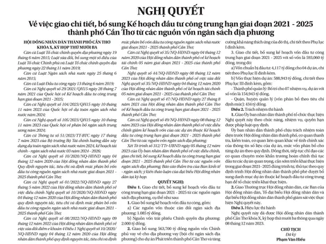 NGHỊ QUYẾTVề việc giao chi tiết, bổ sung Kế hoạch đầu tư công trung hạn giai đoạn 2021 - 2025 thành phố Cần Thơ từ các nguồn vốn ngân sách địa phương