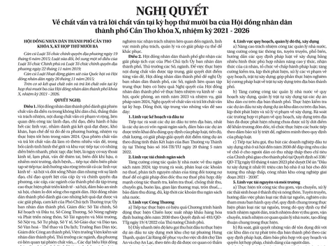 NGHỊ QUYẾTVề chất vấn và trả lời chất vấn tại kỳ họp thứ mười ba của Hội đồng nhân dân thành phố Cần Thơ khóa X, nhiệm kỳ 2021 - 2026