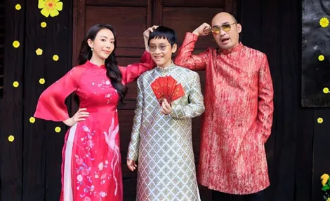 Gia đình Tiến Luật - Thu Trang đóng phim Tết