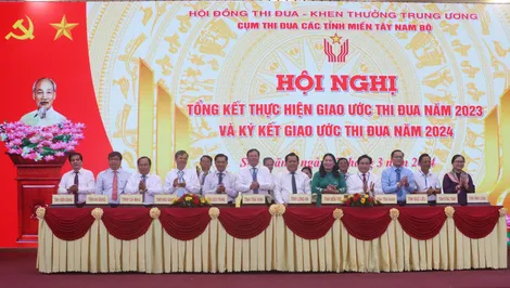 Cụm thi đua các tỉnh miền Tây Nam Bộ ký kết giao ước thi đua năm 2024