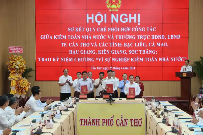 Sơ kết Quy chế phối hợp công tác giữa Kiểm toán nhà nước với TP Cần Thơ, các tỉnh Kiên Giang, Hậu Giang, Sóc Trăng, Bạc Liêu, Cà Mau