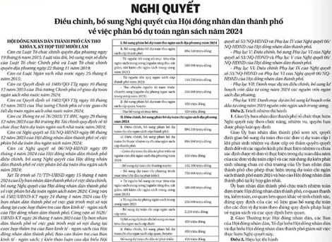 NGHỊ QUYẾT Điều chỉnh, bổ sung Nghị quyết của Hội đồng nhân dân thành phố về việc phân bổ dự toán ngân sách năm 2024