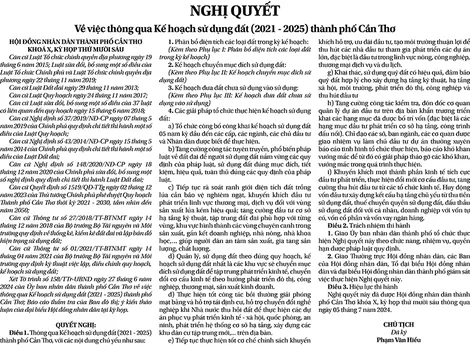 NGHỊ QUYẾTVề việc thông qua Kế hoạch sử dụng đất (2021 - 2025) thành phố Cần Thơ