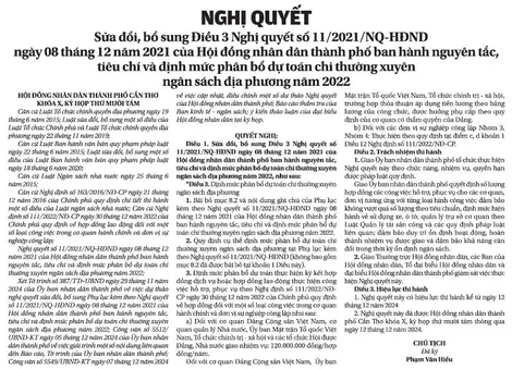 NGHỊ QUYẾT  Sửa đổi, bổ sung Ðiều 3 Nghị quyết số 11/2021/NQ-HÐND ngày 08 tháng 12 năm 2021 của Hội đồng nhân dân thành phố ban hành nguyên tắc, tiêu chí và định mức phân bổ dự toán chi thường xuyên ngân sách địa phương năm 2022