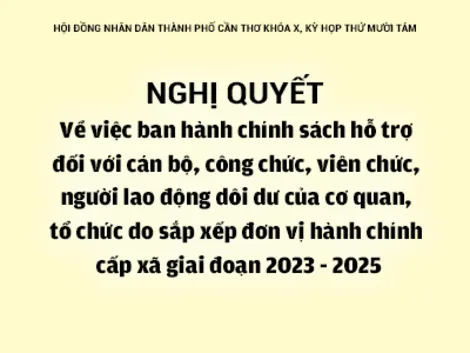 NGHỊ QUYẾTVề việc ban hành chính sách hỗ trợ đối với cán bộ, công chức, viên chức, người lao động dôi dư của cơ quan, tổ chức do sắp xếp đơn vị hành chính cấp xã giai đoạn 2023 - 2025