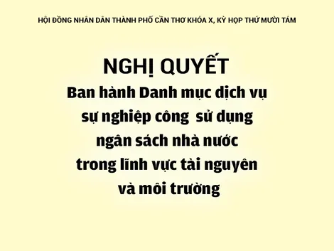 NGHỊ QUYẾTBan hành Danh mục dịch vụ sự nghiệp công sử dụng ngân sách nhà nước trong lĩnh vực tài nguyên và môi trường
