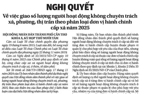 NGHỊ QUYẾT  Về việc giao số lượng người hoạt động không chuyên trách xã, phường, thị trấn theo phân loại đơn vị hành chính cấp xã năm 2025