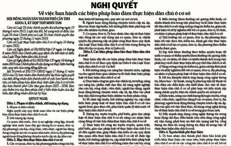 NGHỊ QUYẾT  Về việc ban hành các biện pháp bảo đảm thực hiện dân chủ ở cơ sở