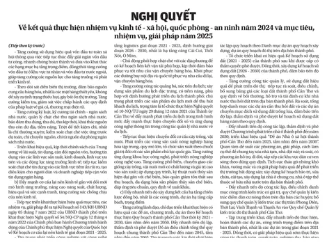 NGHỊ QUYẾTVề kết quả thực hiện nhiệm vụ kinh tế - xã hội, quốc phòng - an ninh năm 2024 và mục tiêu, nhiệm vụ, giải pháp năm 2025