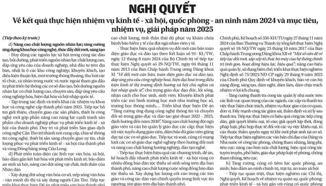 NGHỊ QUYẾT   Về kết quả thực hiện nhiệm vụ kinh tế - xã hội, quốc phòng - an ninh năm 2024 và mục tiêu, nhiệm vụ, giải pháp năm 2025