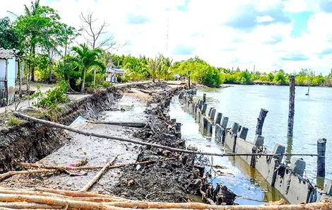 Sạt lở khu vực đang thi công kè chống sạt lở