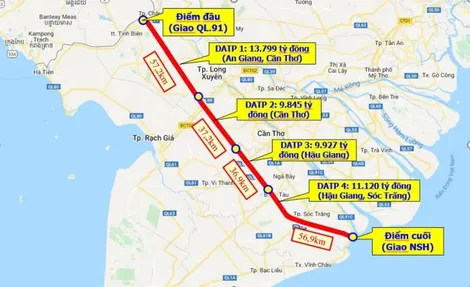 Yêu cầu tăng các mũi thi công trên cao tốc Châu Ðốc - Cần Thơ - Sóc Trăng