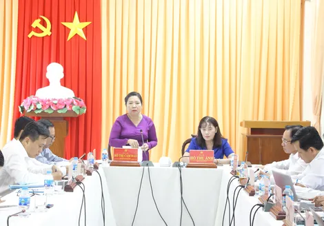 Đồng chí Hồ Thị Cẩm Đào làm việc với Đảng ủy xã Vị Thủy