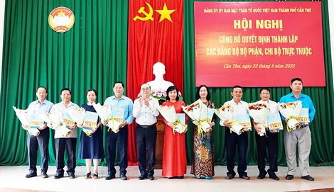 Thành lập các đảng bộ bộ phận, chi bộ trực thuộc Đảng bộ Ủy ban MTTQVN TP Cần Thơ