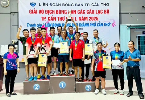 Đội phường Vị Tân vô địch giải bóng bàn các CLB Cần Thơ lần I-2025