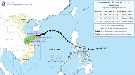 Bão số 12 giảm cấp hướng về khu vực ven biển Đà Nẵng đến Quảng Ngãi