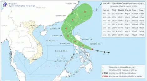 Bão Fung-wong di chuyển nhanh và có cường độ rất mạnh